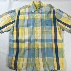 Duck Head Cotton/Linen Blend Plaid Button Down Shirt Size M